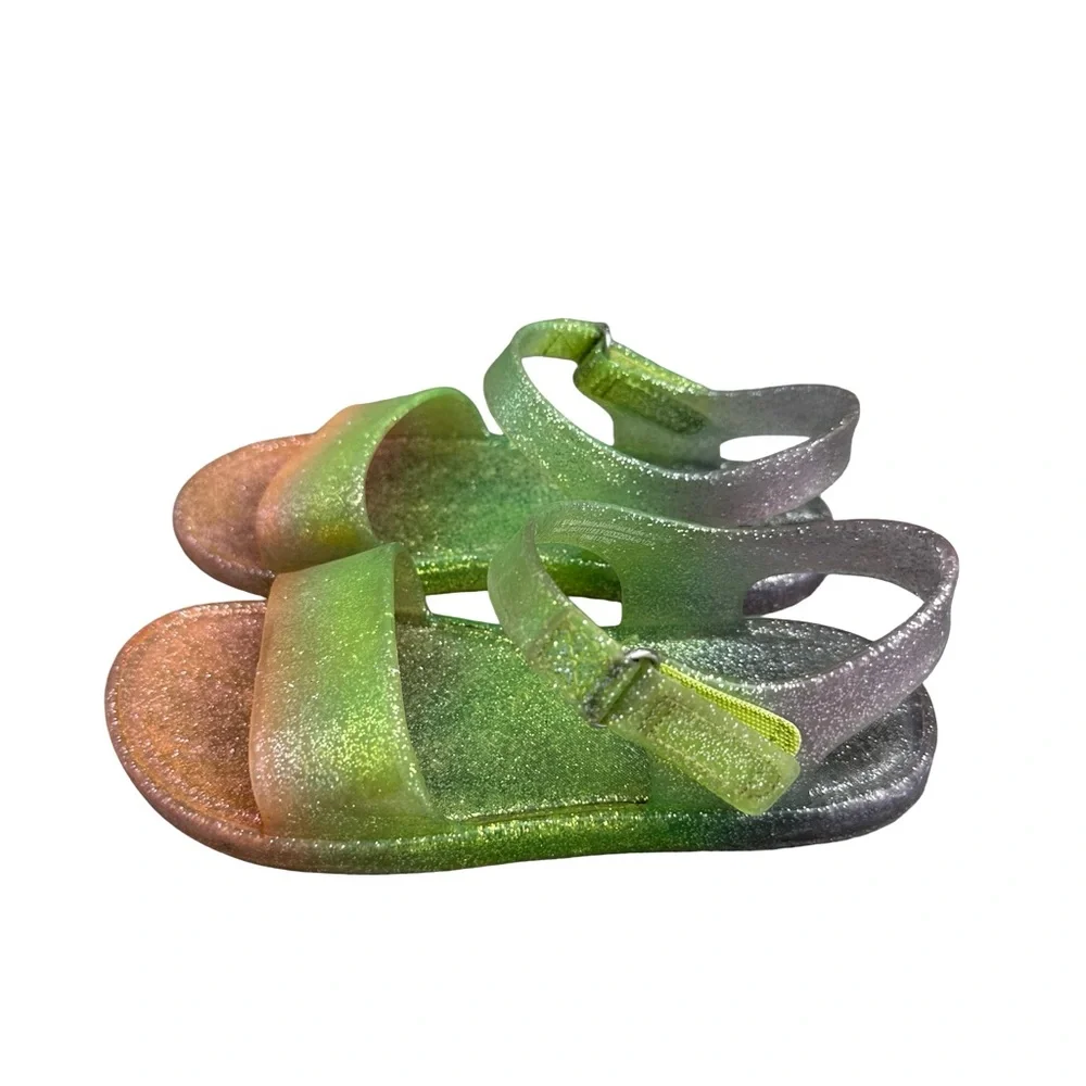 Cat & Jack Tessa Multi Ombre Glitter Hook & Loop Jelly Sandals Size 11